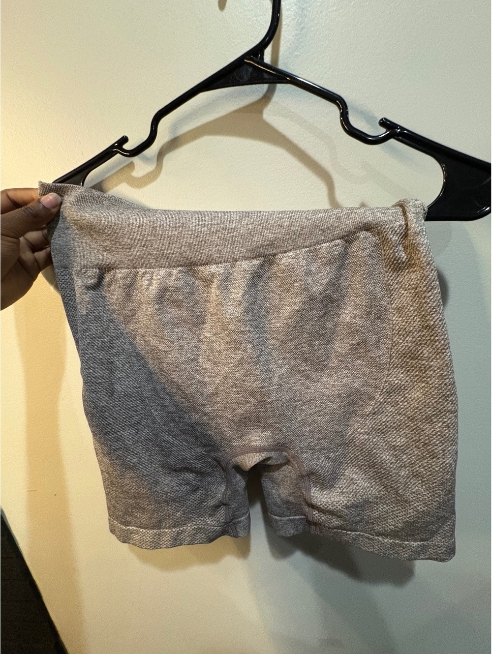 Gray ruched fitted shorts
